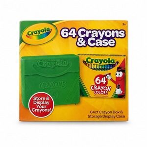 Crayola 64 Crayons & Plastic Case Green New Factory Sealed Store & Display